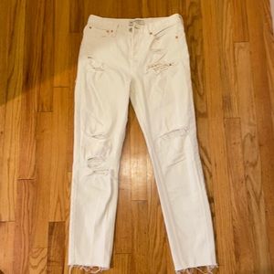 White/cream free people jeans with rips
